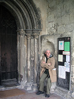 a blond Ben sits in the stoup