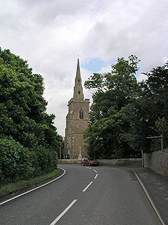 Landbeach spire, at the curve.
