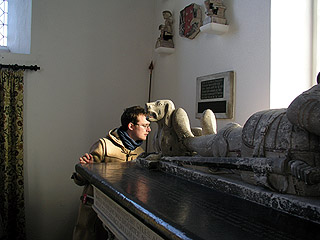 Ben reads the stone history of Old Sir Gyles' many many children...